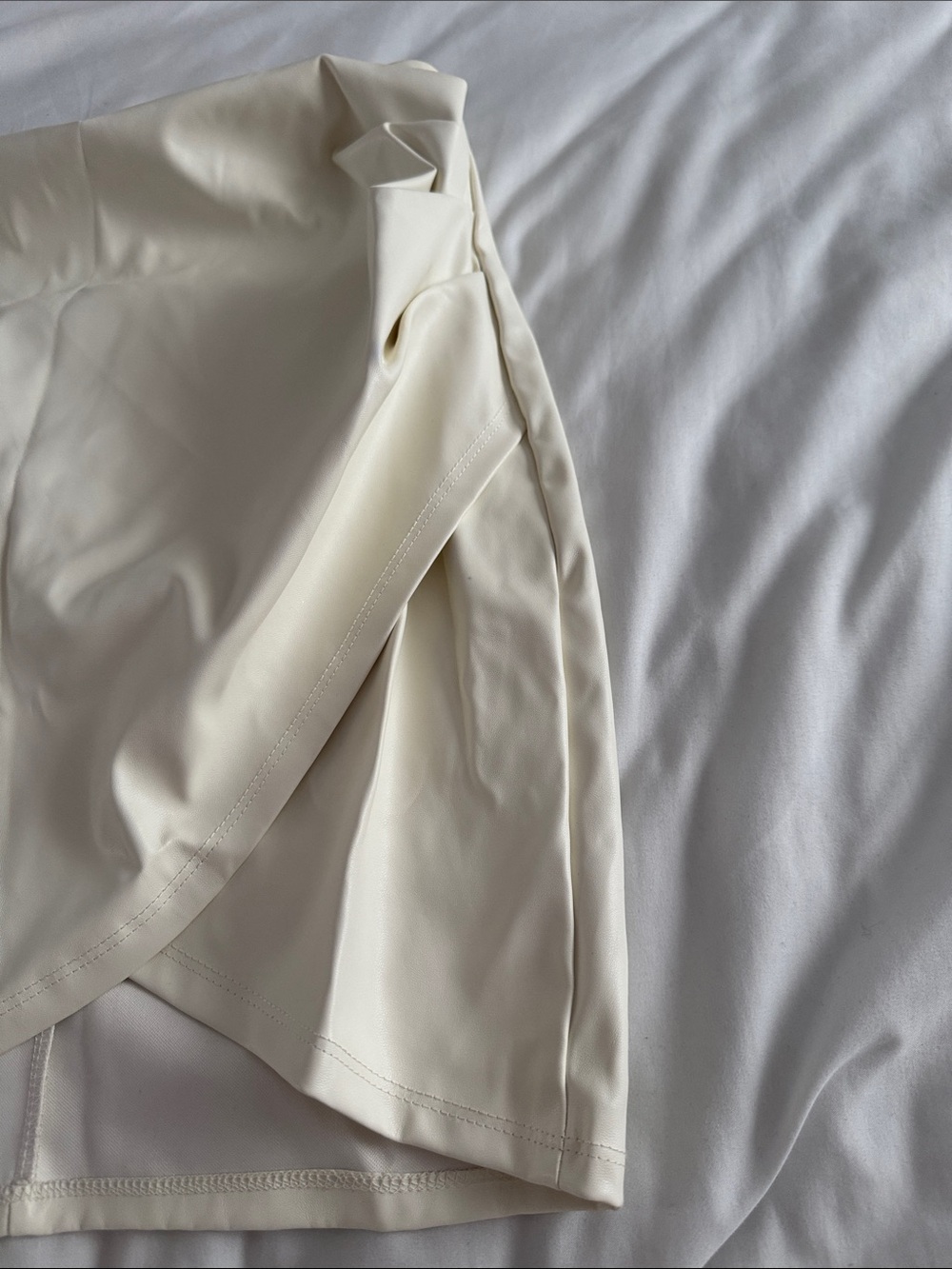 Windsor Cream Asymmetrical Wrap Mini Skirt - Picture 2 of 6